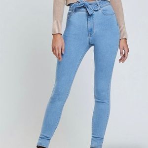 PACSUN High-Rise Skinny Jeans w/ Denim Tie